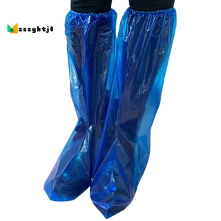 Image of 10 Pairs Waterproof Thick Plastic Disposable Rain Shoe Covers High-Top Anti-Slip for Women Men