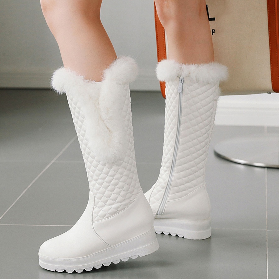 white knee high boots platform