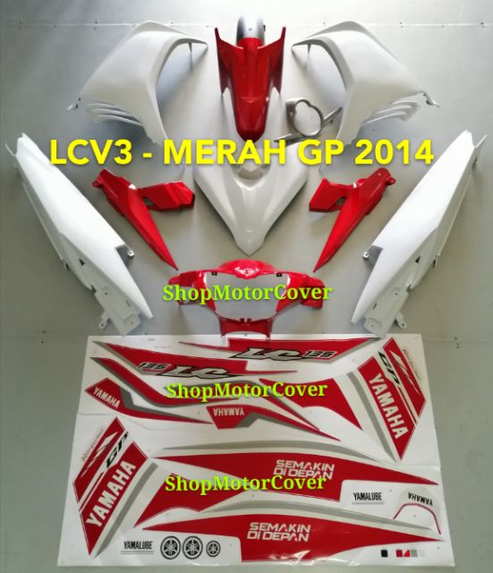 Yamaha Lc135 V2 V3 V4 V5 V6 Body Cover Set Merah Gp 2014 With Sticker 14 Hld Made In Malaysia Shopee Singapore