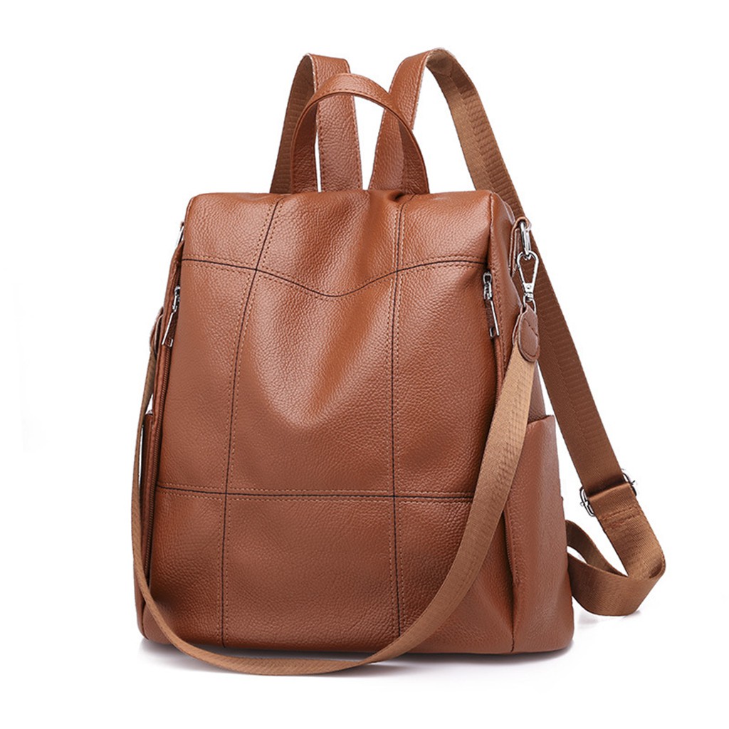 womens leather anti theft backpack