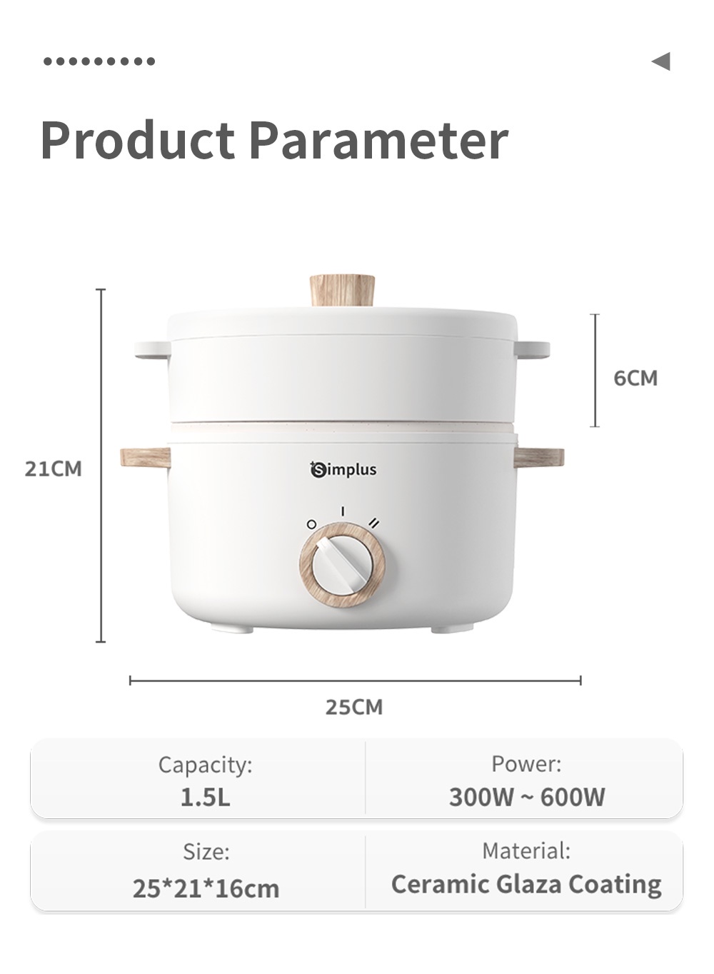 Simplus Electric Cooker With Steamer Multicooker Hot Pot Frying Pan Soup Pot Multifunctional Non