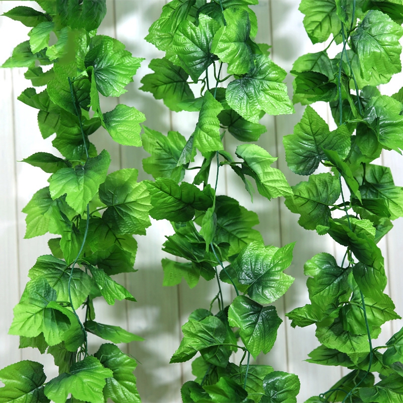 Plastic Artificial Rattan String Lvy Green Leaf Garland Plants Vine