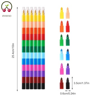 6pcs Stacking Rainbow Pencils for Kids 12 Colors Buildable Crayons Set for Office School@CY-FHL2-SHTKC9732 #3