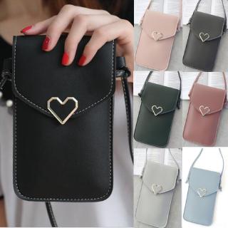 Image of Women Fashion PU Transparent Touch Screen Simple Retro Mobile Phone Bags