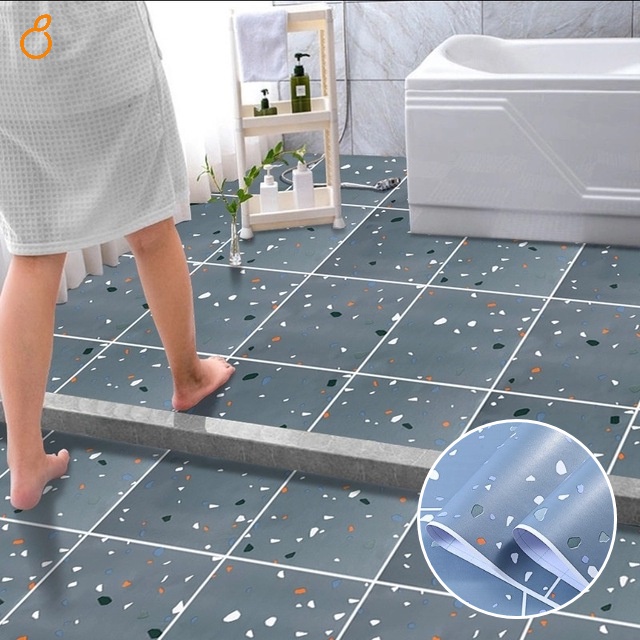 In stock】Bathroom waterproof wallpaper PVC self adhesive tile non-slip floor  sticker | Shopee Singapore