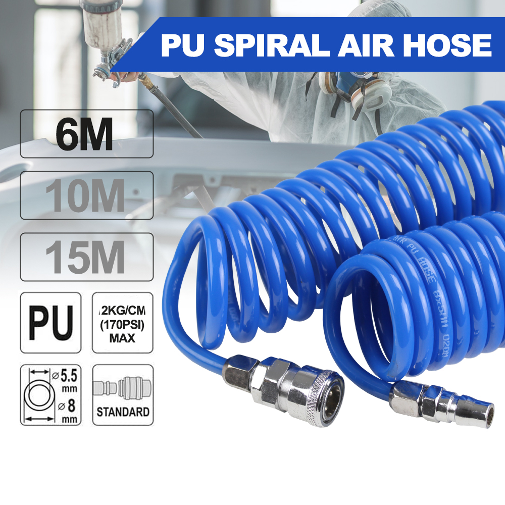 Pu Air Hose Spiral Recoil Flexible Air Pipe Polyurethane Pneumatic Spring Tube Compressor Air Tool Alat Bengkel Kereta Shopee Singapore