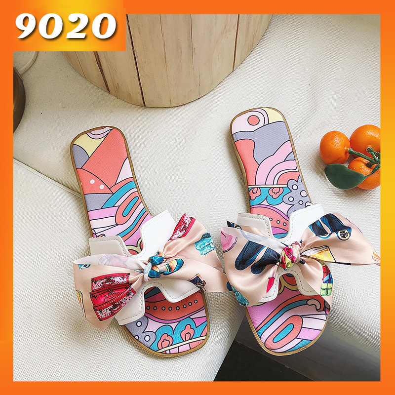 【9020 Store】Korean Style Bow Flat Slippers Women's Summer