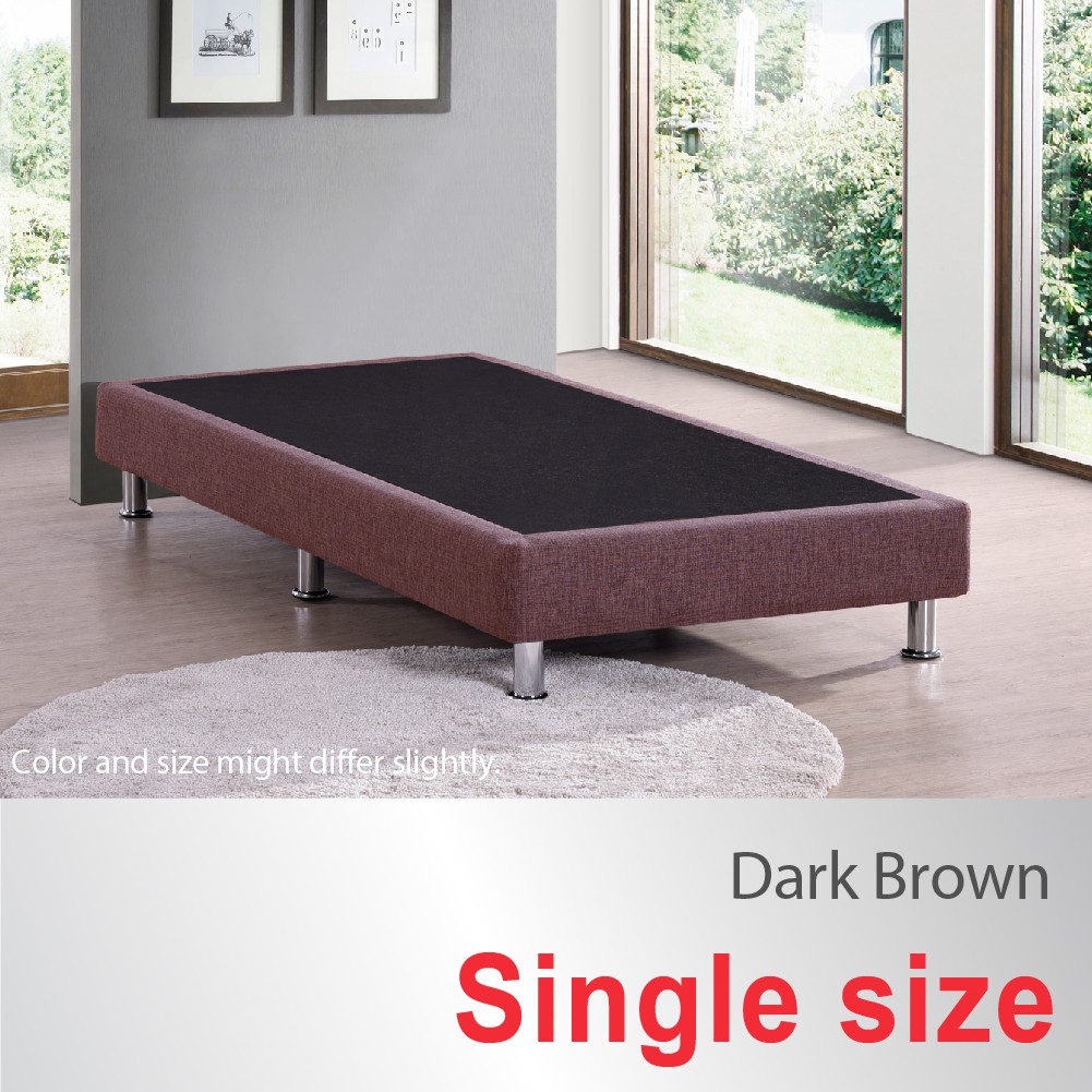 Single Size * Divan Bed Base * Fabric Upholstery * Dark Brown * Metal Legs Shopee Singapore