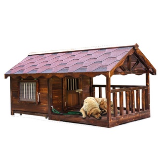 🦮dog playpenRainproof Outdoor Carbonized Solid Wood Dog House Courtyard Fence Medium Large Dog Dog Cage Automobiles Curt #3