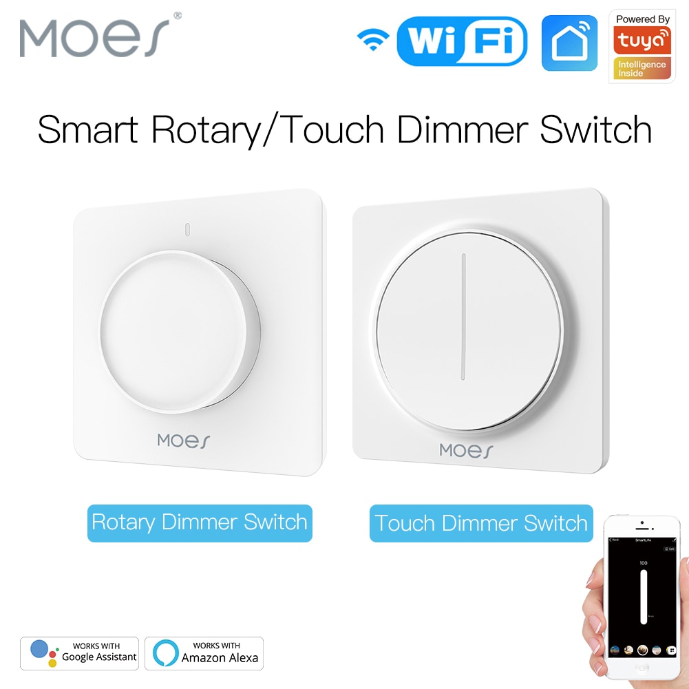 MOES New WiFi Smart Rotary/Touch Light Dimmer Switch Smart Life/Tuya