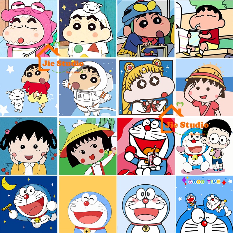 🔥Ready Stock🔥20*20cm Framed Canvas paint melukis DIY Children Digital  PaintingFour grid oil painting Doraemon Crayon Shin-chan Anime Paint By  Numbers Canvas relieve stress Wall decor oil painting | Shopee Singapore
