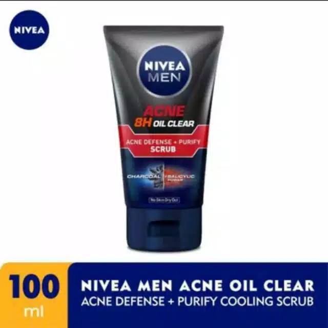 Nivea MEN ACNE 8H OIL CLEAR ACNE DEFENSE+PURIFY SCRUB 100ML. | Shopee ...