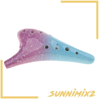 [SUNNIMIX2] Colorful Ceramic 12 Holes AC Alto C Ocarina Vessel Flute Wind Instrument