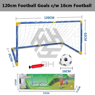3h 120cm football goals c/w 16cm football (bola sepak) and pump for indoor/outdoor children fun sport