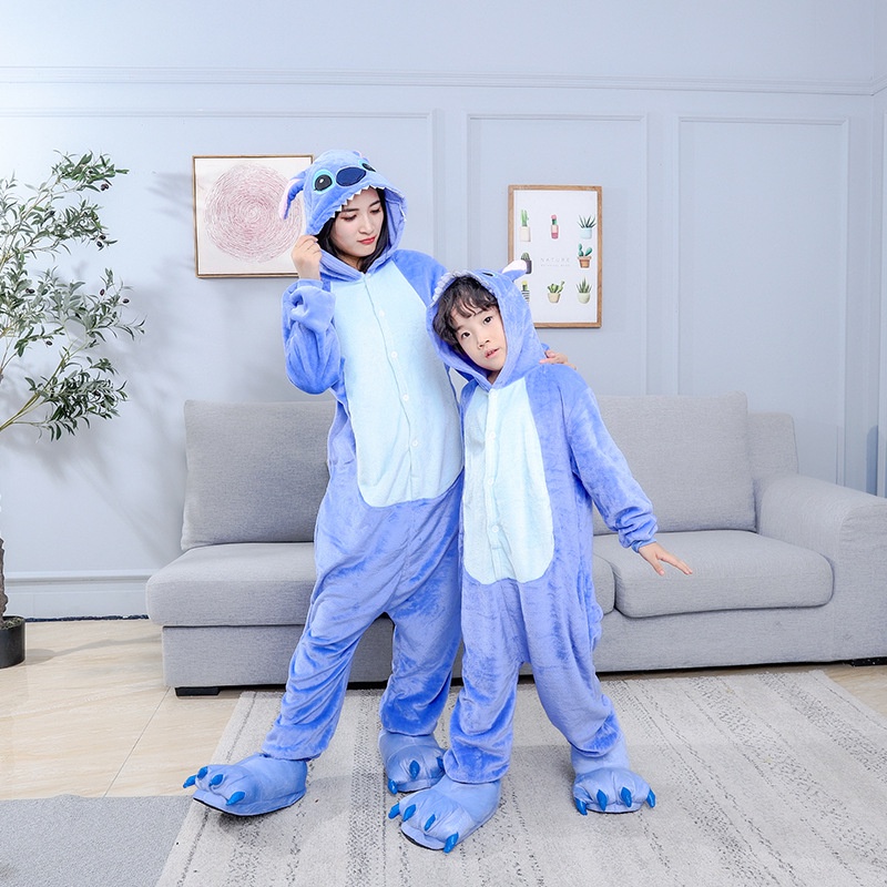 Adults Animal Onesies Stitch Pajamas Sets Sleepwear Women Men Winter Unisex  Pikachu Costumes Kids Cartoon Jumpsuits | Shopee Singapore