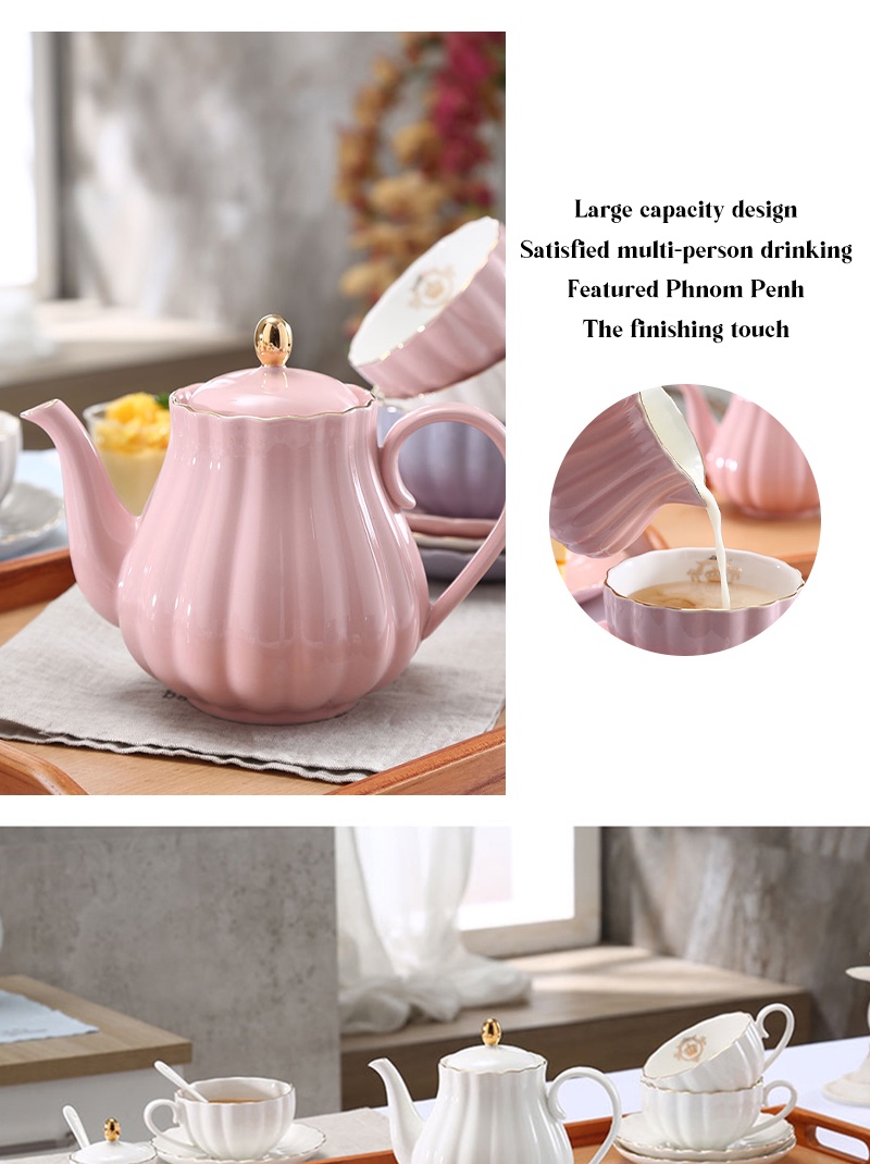 Pink2 with Teapot Sugar Bowl Cream Pitcher and tea strainer for Tea/Coffee,Afternoon Tea Party Sweejar Porcelain Tea Sets,8 oz Cups and Saucer Teaspoon Set of 4 