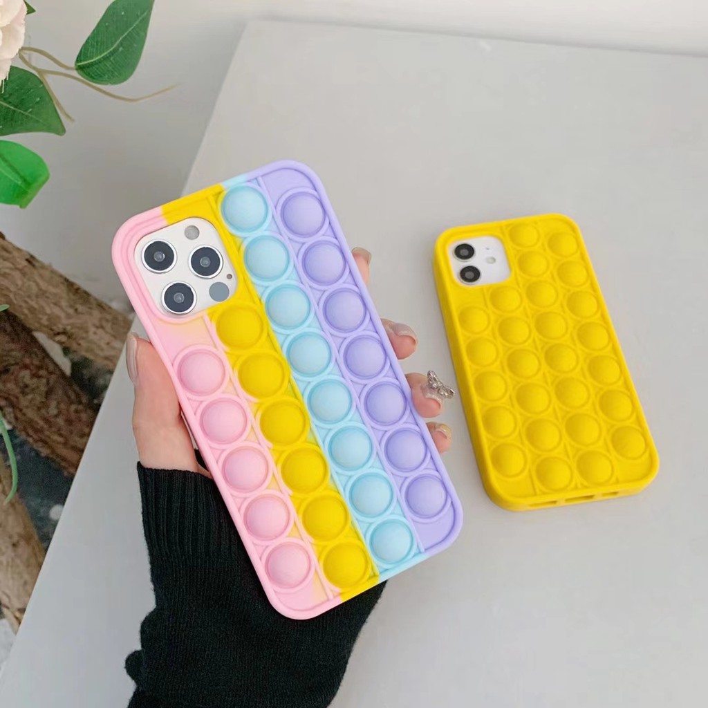 24h Shipped Pop It Push Bubble Phone Case Stress Relief Fidget Toy For Iphone 12 Pro Mini 11 Xs Max Xr 7 8 Plus Bubble Store