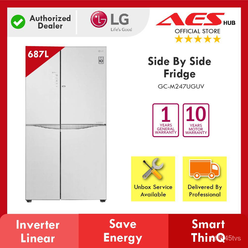 Lg 687l Gross Inverter Refrigerator Side By Side Fridge Peti Sejuk 2 Pintu Peti Ais Dua Pintu Refrigerator Freezer Gc M2 Shopee Singapore