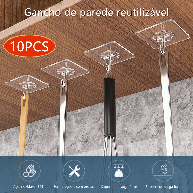 Clear Hook Reusable Wall Hook Strong Adhesive Magic Hook Removal Leaves