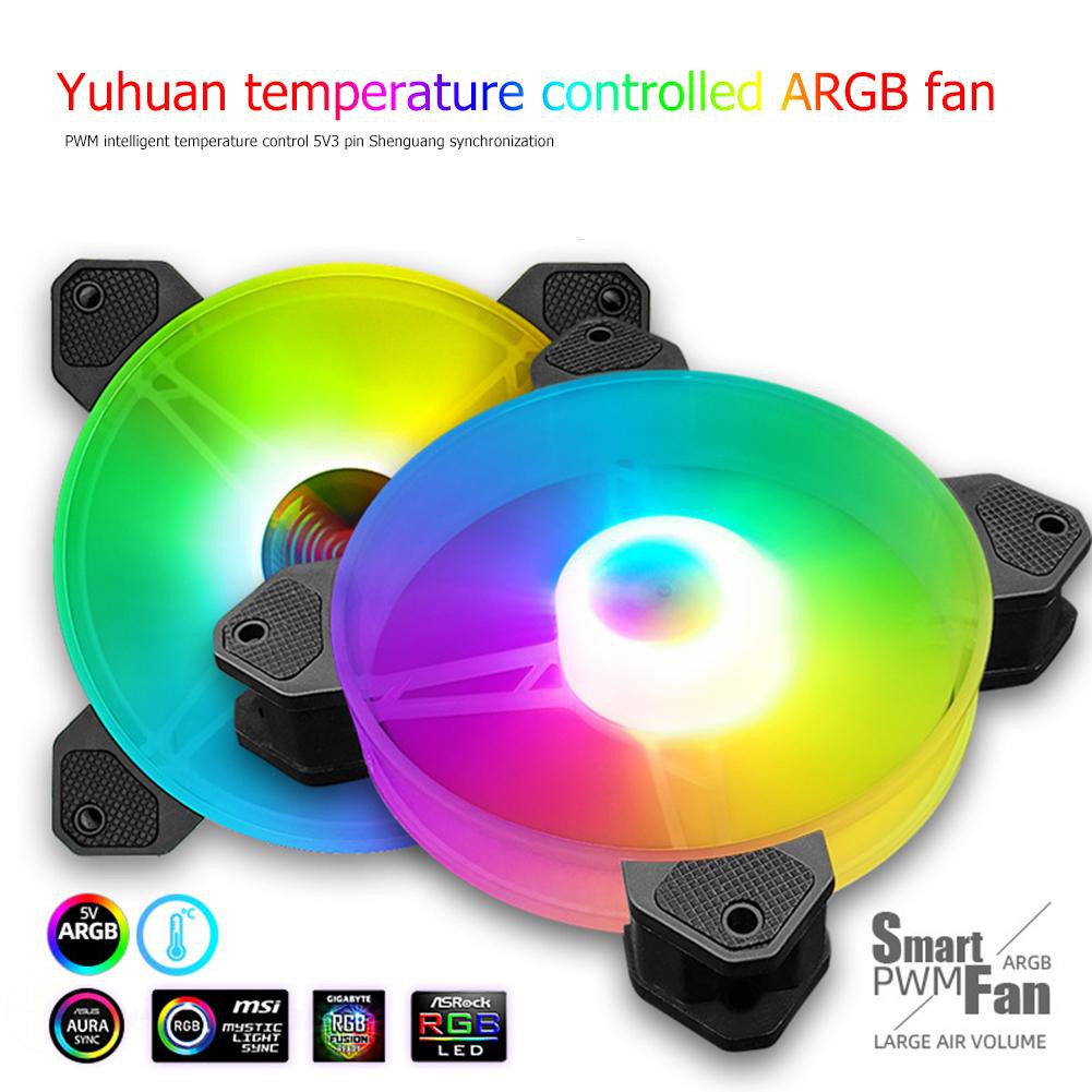Coolmoon 12cm pc case fan chassis cpu 5v 3pin argb pwm cooling radiator ...