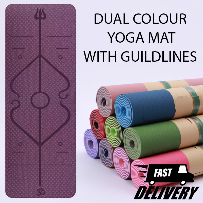 Extra Grip Yoga Mat  Non Slip  6mm TPE Eco Friendly With guidelines and logo 