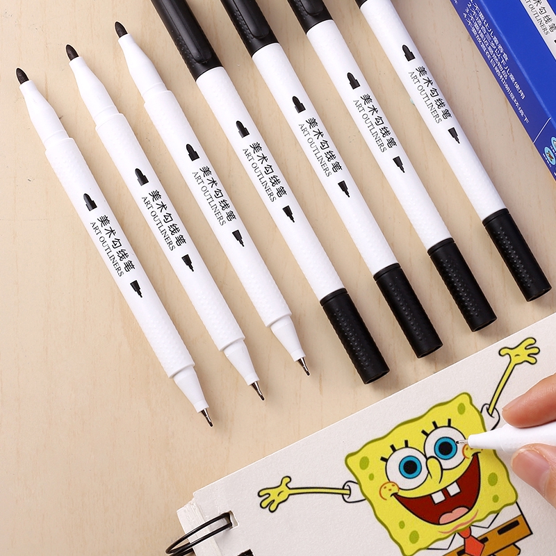 Drawing Art Pen Student Graffiti Pen Black Double Head Marker Pen Stationery Shopee Singapore