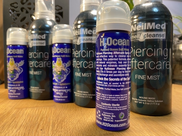 H2ocean Sea Salt Spray 44.36ml (3pcs) with Neilmed Piercing Spray 177ml (3pcs) for earrings