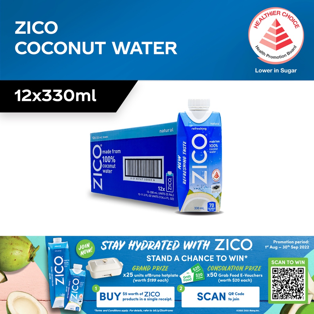 Zico Coconut Water (12 x 330ml) Case Shopee Singapore
