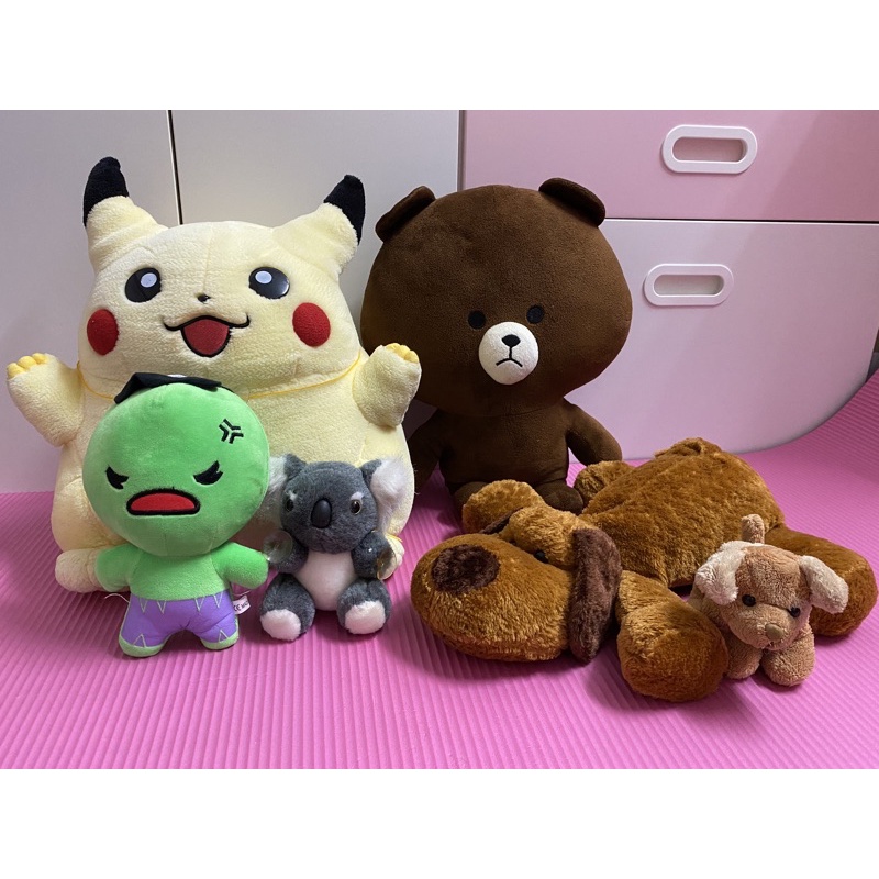 Preloved Second Hand No Stuffed Toy Doll Bundle Pikachu Bear Line Hulk Dog Koala Shopee Singapore