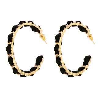 Image of thu nhỏ Vintage Simple Earring Gold Fashion Big Circle Black Chain Shape Women Accessories Gift Wedding #4