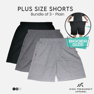 Image of [BUNDLE OF 3] PLUS Size Plain Unisex HF Casual Shorts | Home Shorts | Grey Shorts | Men Shorts