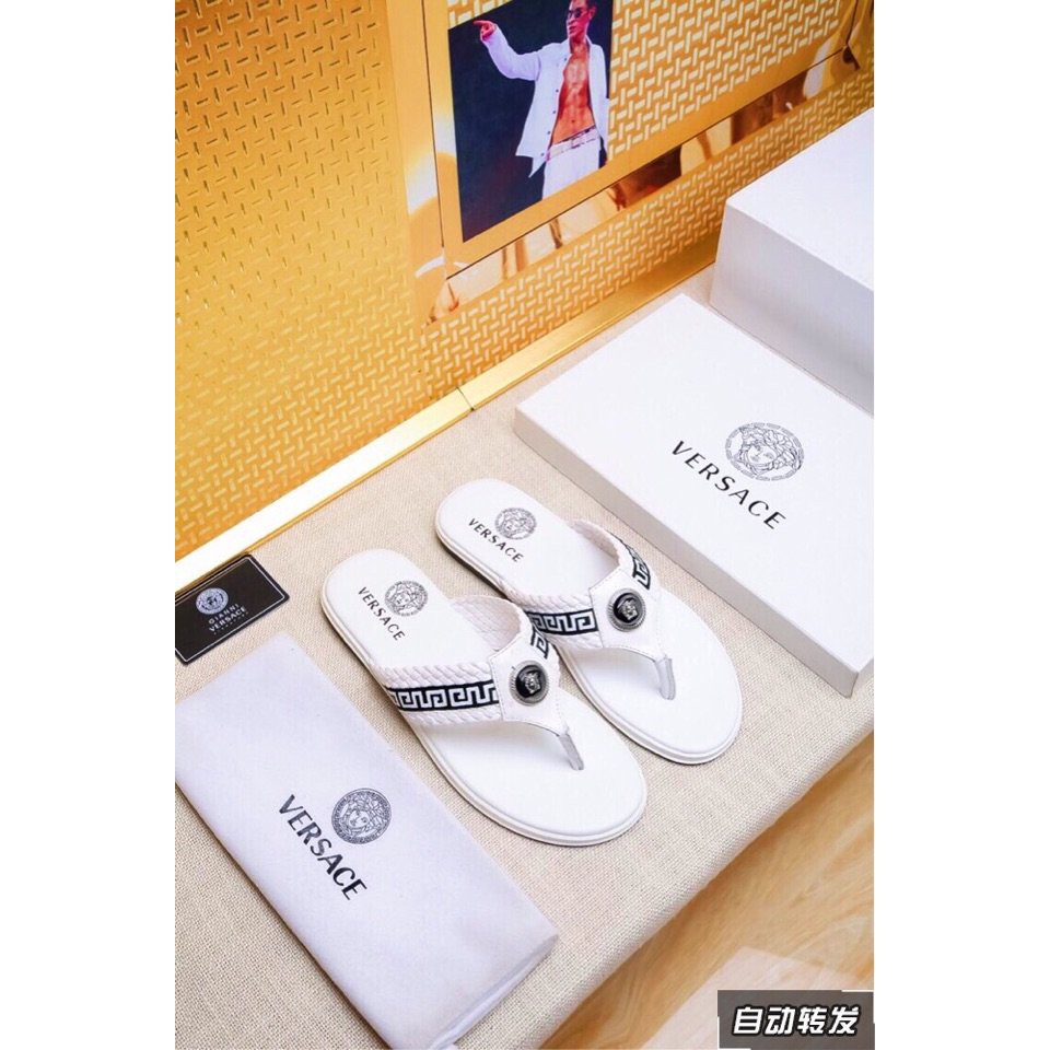 white versace slippers