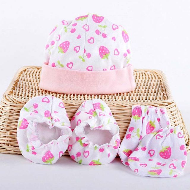Newborn Cotton Baby Hat Mittens 