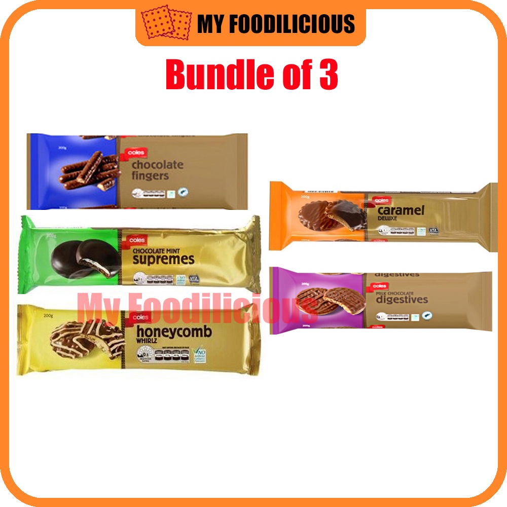 Coles Assorted Chocolate Biscuits Cookies (200g)