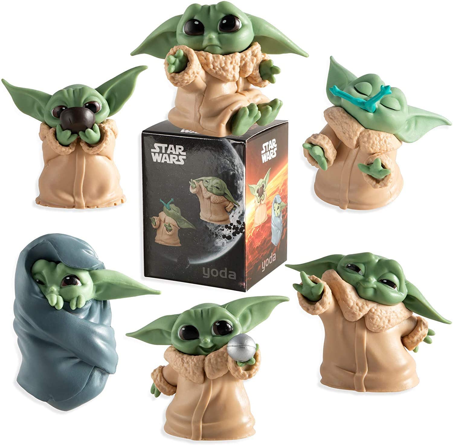 Baby Yoda Grogu Action Figure Toys Mini 5-6cm Yoda Baby Action Figure ...