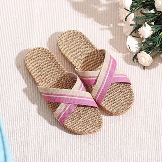 Image of Summer linen slippers home new anti-skid soft bottom mute wooden floor eva couple sandals