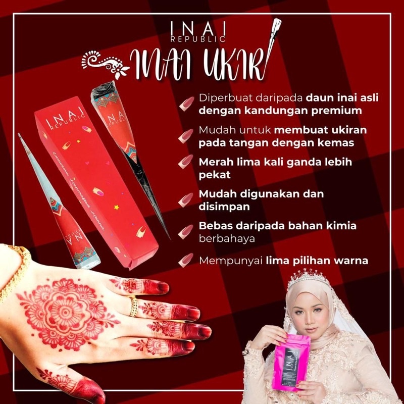 Inai Republic Ukir Cone Henna In Red Black Pink Shopee Singapore