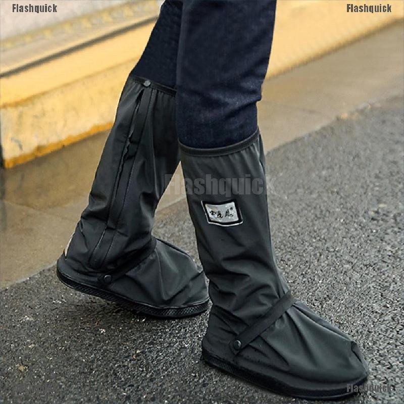 Flashquick Waterproof Motorcycle Biker Reflective Rain Boot shoes Footweaar Cover Black