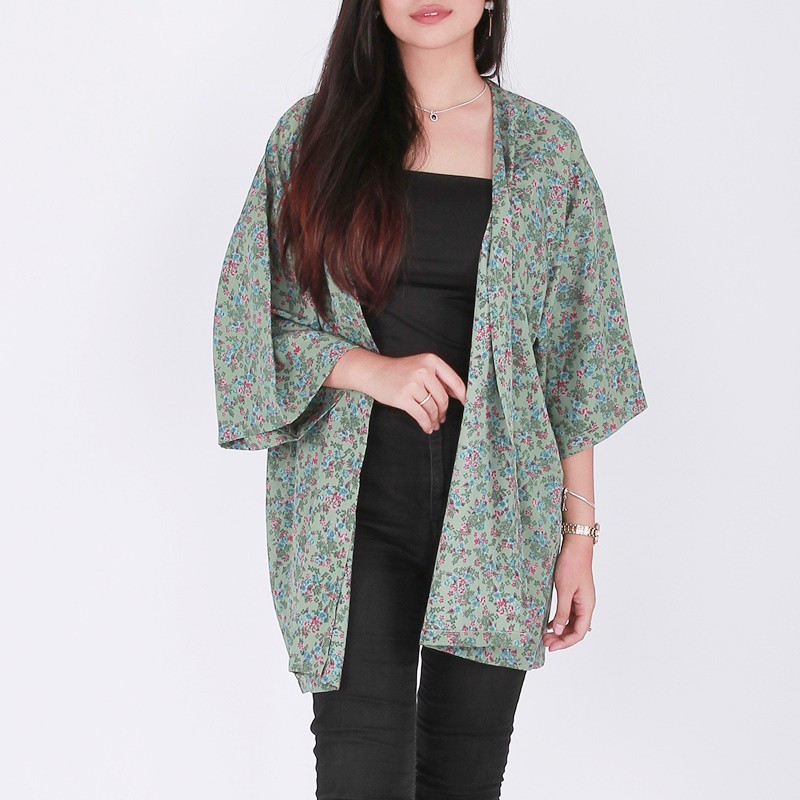 green kimono cardigan