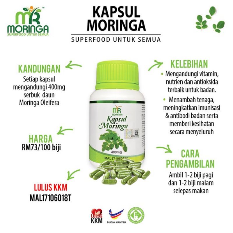 Shop Malaysia Kapsul Mr Moringa Capsules Superfood Vegetables Leaf Tablet Shopee Singapore