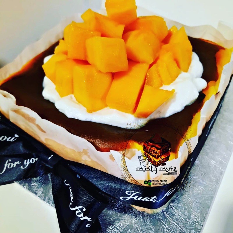 Mango Basque Burnt Cheesecake Halal Cheesecake HALALMUSLIM OWNED