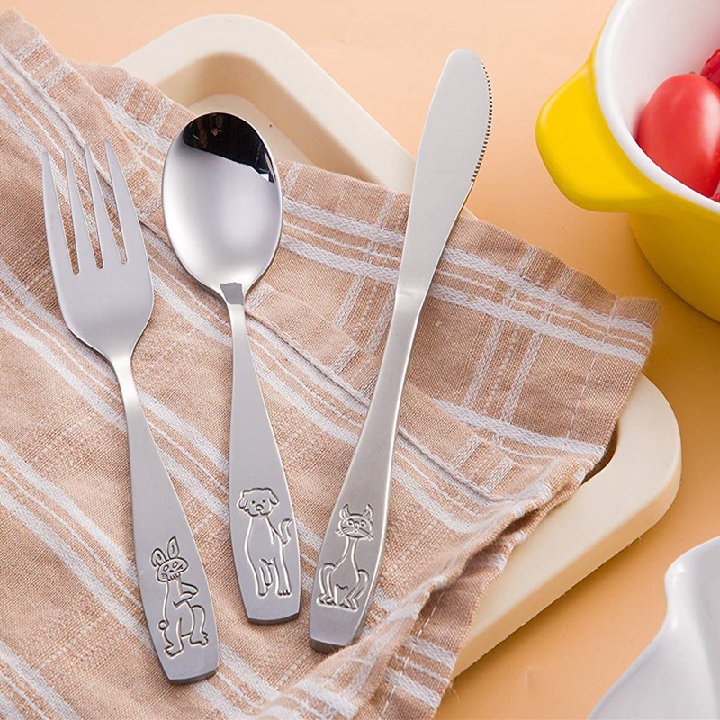 Food grade Stainless Steel Baby Spoon Fork Knife Kids Feeding Spoon