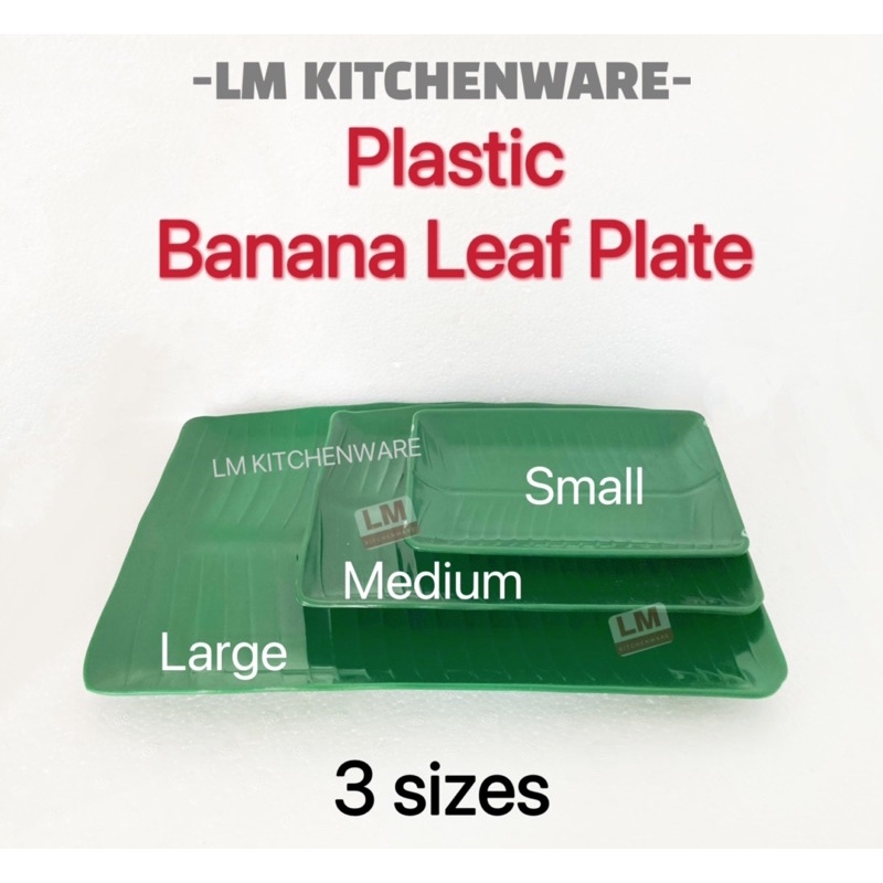 PLASTIC BANANA LEAF PLATE / PINGGAN DAUN PISANG PLASTIK / PINGGAN NASI