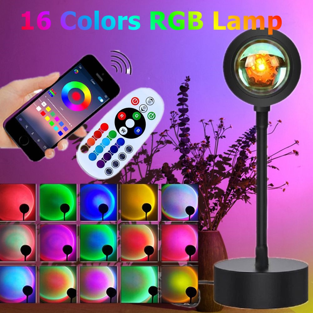 Usb Rainbow Sunset Lamp App Color Rgb Led Night Light Room Decor Home Atmosphere Photography Background Sunset Shopee Singapore