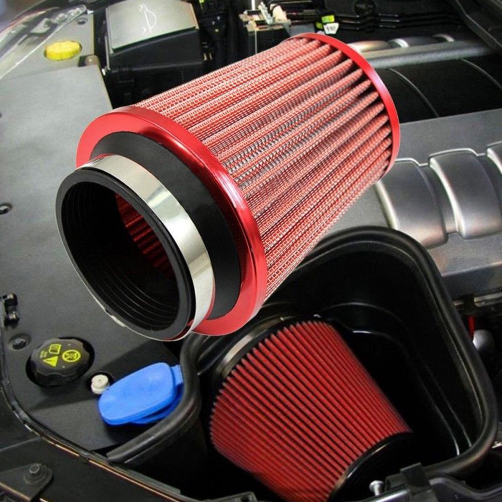 1PCS New Aluminum Heat Shield Cold Air Short Ram Intake Turbo Cone Filter Red
