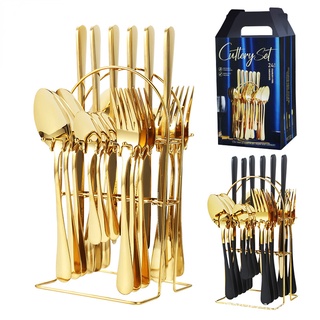 Stainless Steel Cutlery 24 Piece Set Western Cutlery Rack Gift Box Set