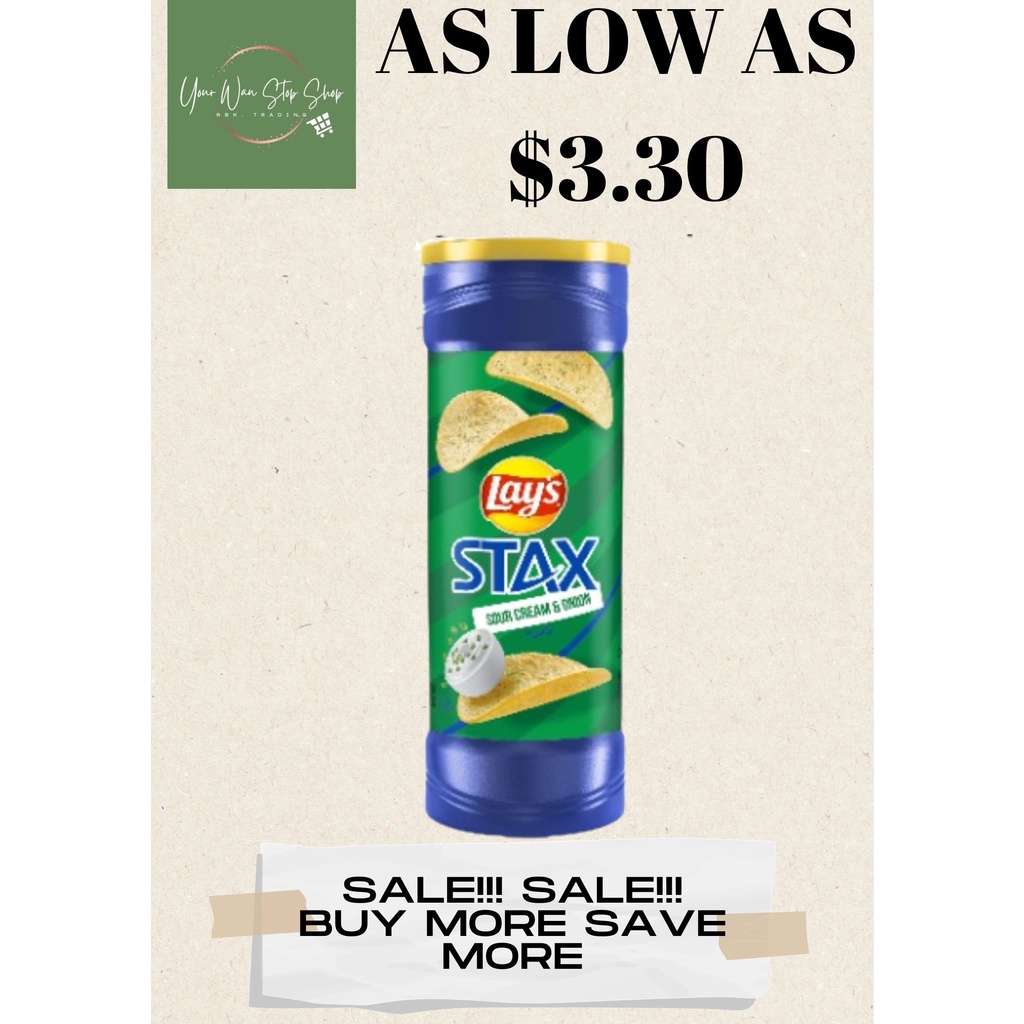 LAYS STAX SOUR CREAM AND ONION 155.9G Shopee Singapore