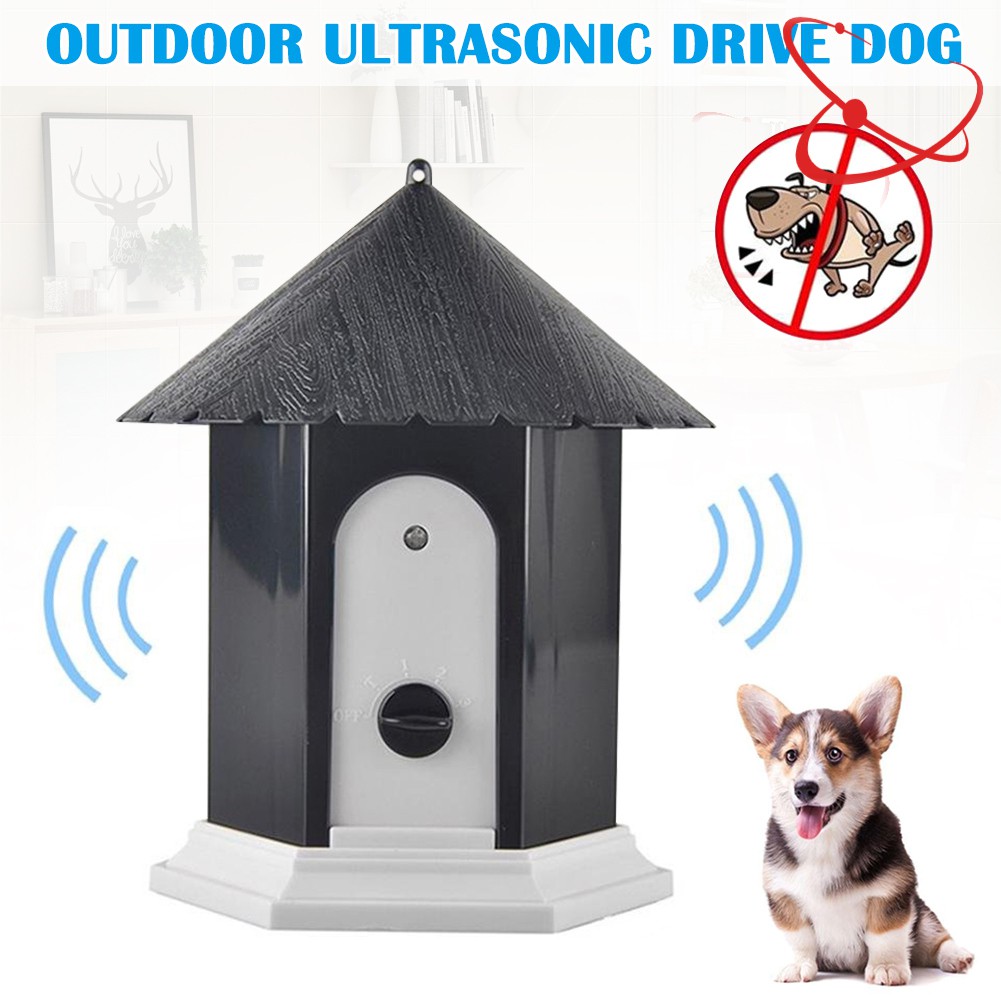 Outdoor Bark Control Device Ultrasonic Stop Barking Sonic Bark Deterrents Dog Silencer Bark Box for Small Medium Large Dogs in Birdhouse Shape 