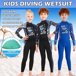 Kids Wetsuit Full Length Warm 2.5mm Neoprene Childrens Suit Full Body Age 2-13 