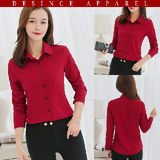 Women Blouse Long Sleeve Formal Office Shirt Work Top 